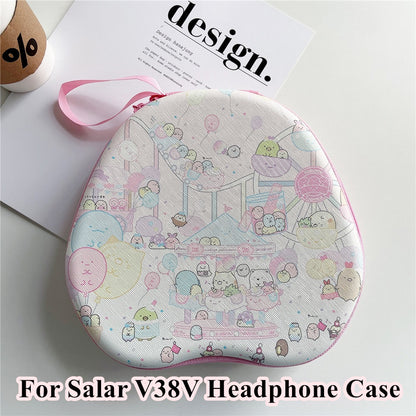 For Salar V38V Headphone Case Cartoon Creative Patterns Headset Earpads Storage Bag Casing Box