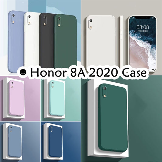 For Honor 8A 2020 Cover Drop and wear resistant Silicone Full Case Classic Simple Solid Color Phone Case Cover
