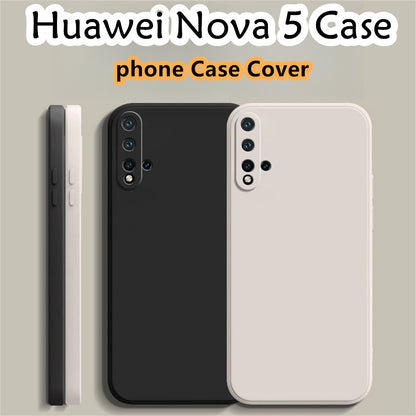 For Huawei Nova 5 Cover Drop and wear resistant Silicone Full Case Classic Simple Solid Color Phone Case Cover
