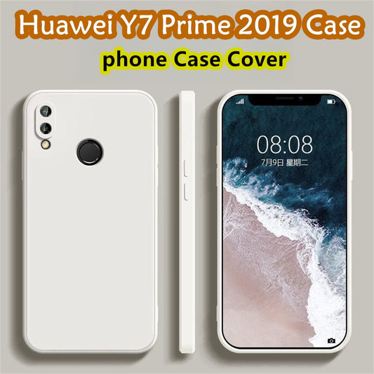 For Huawei Y7 Prime 2019 Cover Drop and wear resistant Silicone Full Case Classic Simple Solid Color Phone Case Cover