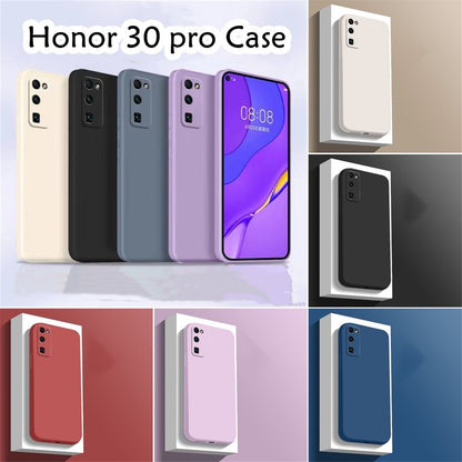 For Honor 30 Pro Cover Drop and wear resistant Silicone Full Case Classic Simple Solid Color Phone Case Cover