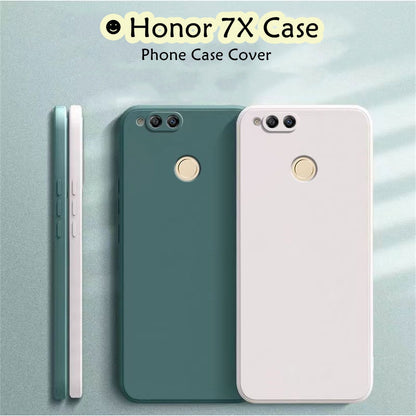For Honor 7X Cover Drop and wear resistant Silicone Full Case Classic Simple Solid Color Phone Case Cover