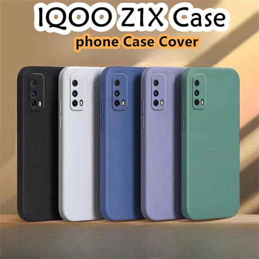 For IQOO Z1X Cover Drop and wear resistant Silicone Full Case Classic Simple Solid Color Phone Case Cover