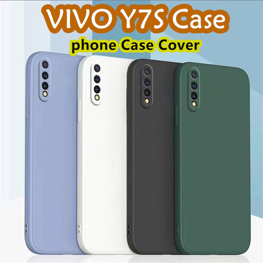 For VIVO Y7S Cover Drop and wear resistant Silicone Full Case Classic Simple Solid Color Phone Case Cover