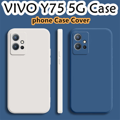 For VIVO Y75 5G Cover Drop and wear resistant Silicone Full Case Classic Simple Solid Color Phone Case Cover