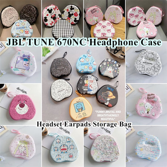 For JBL TUNE 670NC Headphone Case Cartoon Creative Patterns Headset Earpads Storage Bag Casing Box