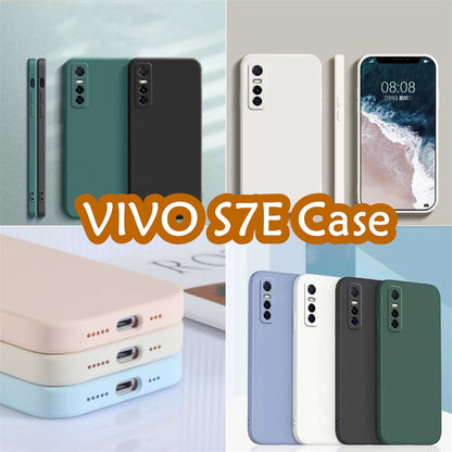 For VIVO S7E Cover Drop and wear resistant Silicone Full Case Classic Simple Solid Color Phone Case Cover