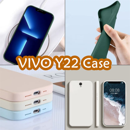For VIVO Y22 Cover Drop and wear resistant Silicone Full Case Classic Simple Solid Color Phone Case Cover