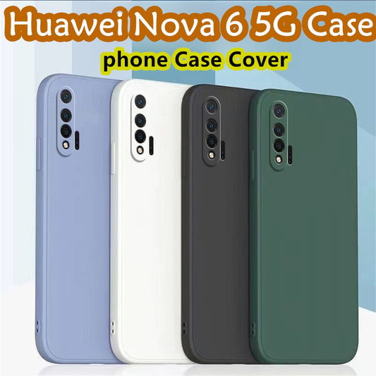 For Huawei Nova 6 5G Cover Drop and wear resistant Silicone Full Case Classic Simple Solid Color Phone Case Cover