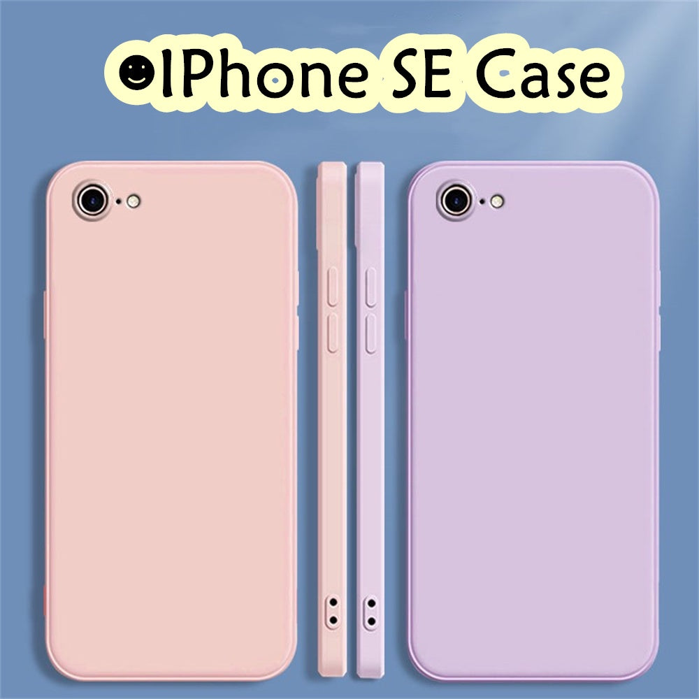 For IPhone SE Cover Drop and wear resistant Silicone Full Case Classic Simple Solid Color Phone Case Cover
