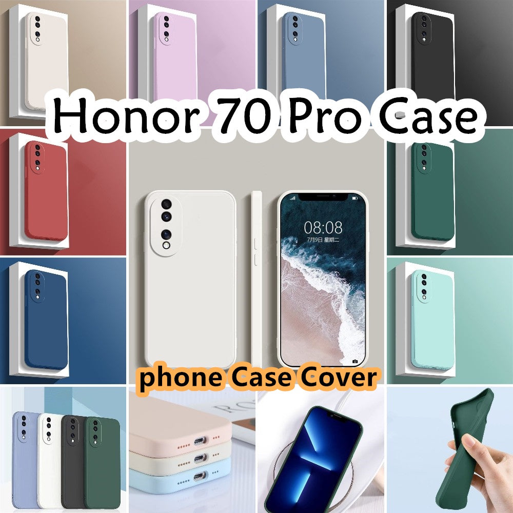 For Honor 70 Pro Cover Drop and wear resistant Silicone Full Case Classic Simple Solid Color Phone Case Cover