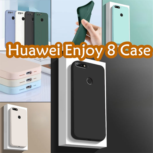 For Huawei Enjoy 8 Cover Drop and wear resistant Silicone Full Case Classic Simple Solid Color Phone Case Cover