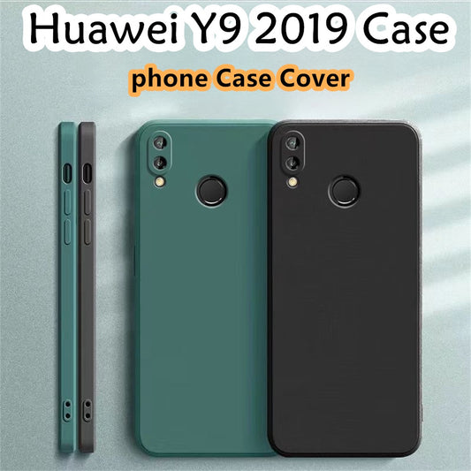 For Huawei Y9 2019 Cover Drop and wear resistant Silicone Full Case Classic Simple Solid Color Phone Case Cover