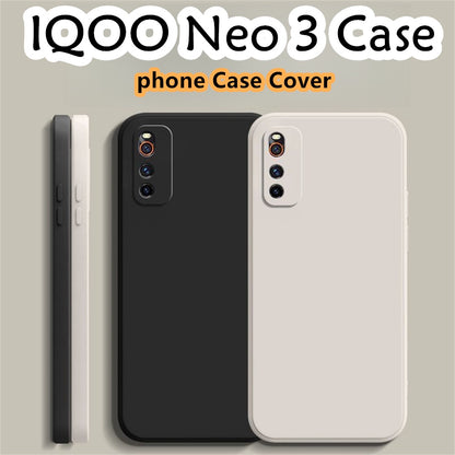 For IQOO Neo 3 Cover Drop and wear resistant Silicone Full Case Classic Simple Solid Color Phone Case Cover