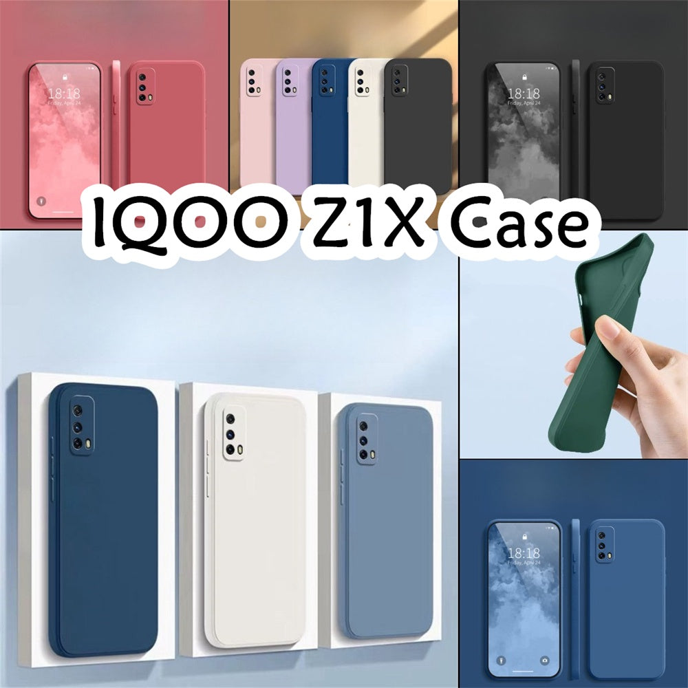 For IQOO Z1X Cover Drop and wear resistant Silicone Full Case Classic Simple Solid Color Phone Case Cover