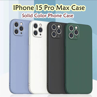 For IPhone 15 Pro Max Cover Drop and wear resistant Silicone Full Case Classic Simple Solid Color Phone Case Cover