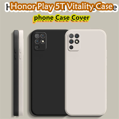 For Honor Play 5T Vitality Cover Drop and wear resistant Silicone Full Case Classic Simple Solid Color Phone Case Cover