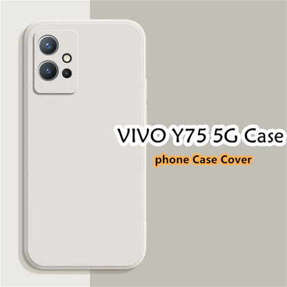 For VIVO Y75 5G Cover Drop and wear resistant Silicone Full Case Classic Simple Solid Color Phone Case Cover