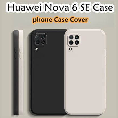 For Huawei Nova 6 SE Cover Drop and wear resistant Silicone Full Case Classic Simple Solid Color Phone Case Cover