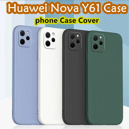 For Huawei Nova Y61 Cover Drop and wear resistant Silicone Full Case Classic Simple Solid Color Phone Case Cover