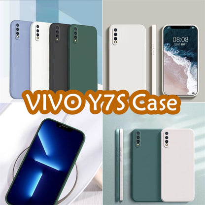 For VIVO Y7S Cover Drop and wear resistant Silicone Full Case Classic Simple Solid Color Phone Case Cover