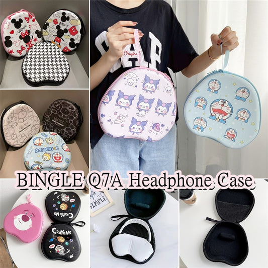 For BINGLE Q7A Headphone Case Cartoon Creative Patterns Headset Earpads Storage Bag Casing Box