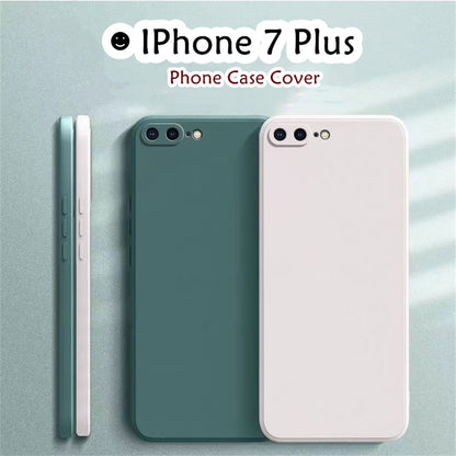 For IPhone 7 Plus Cover Drop and wear resistant Silicone Full Case Classic Simple Solid Color Phone Case Cover
