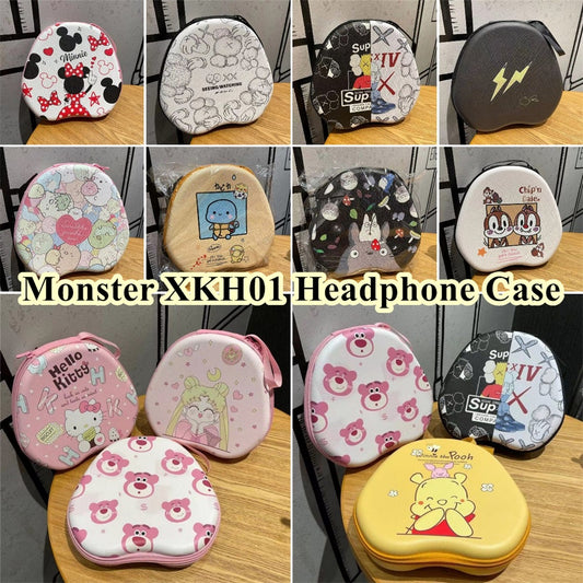 For Monster XKH01 Headphone Case Cartoon Creative Patterns Headset Earpads Storage Bag Casing Box