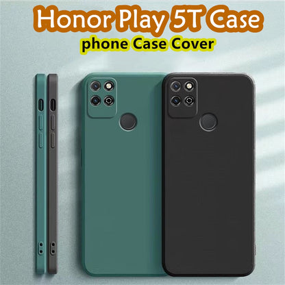 For Honor Play 5T Cover Drop and wear resistant Silicone Full Case Classic Simple Solid Color Phone Case Cover