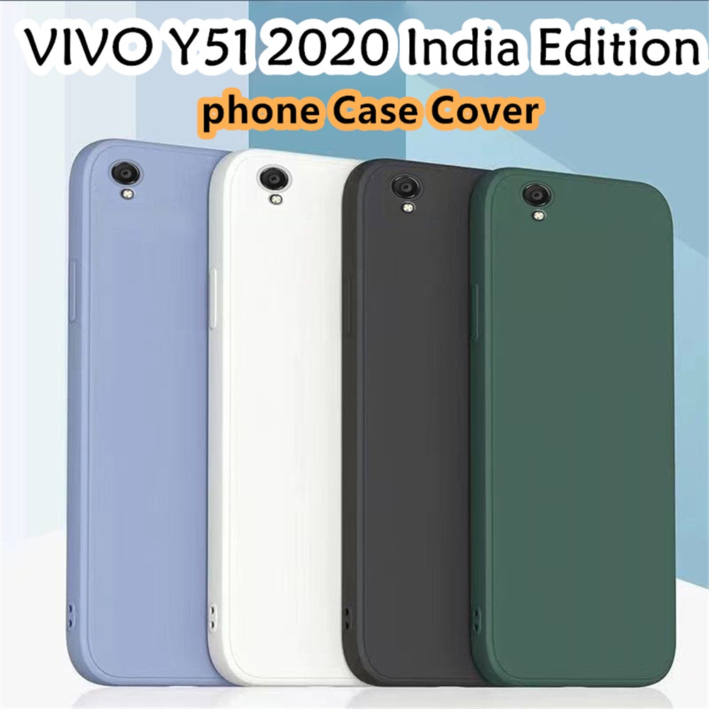 For VIVO Y51 2020 Cover Drop and wear resistant Silicone Full Case Classic Simple Solid Color Phone Case Cover