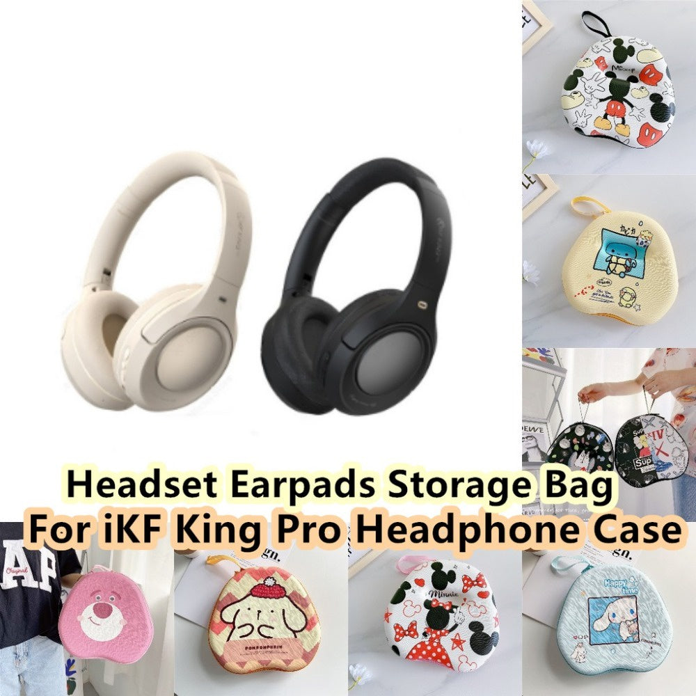 For IKF King Pro Headphone Case Cartoon Creative Patterns Headset Earpads Storage Bag Casing Box