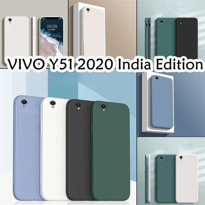 For VIVO Y51 2020 Cover Drop and wear resistant Silicone Full Case Classic Simple Solid Color Phone Case Cover