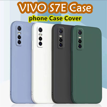 For VIVO S7E Cover Drop and wear resistant Silicone Full Case Classic Simple Solid Color Phone Case Cover