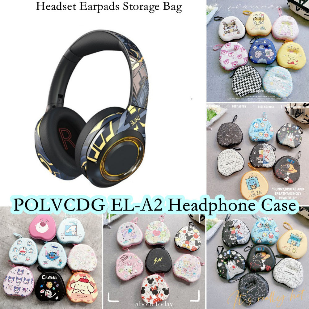 For POLVCDG EL-A2 Headphone Case Cartoon Creative Patterns Headset Earpads Storage Bag Casing Box