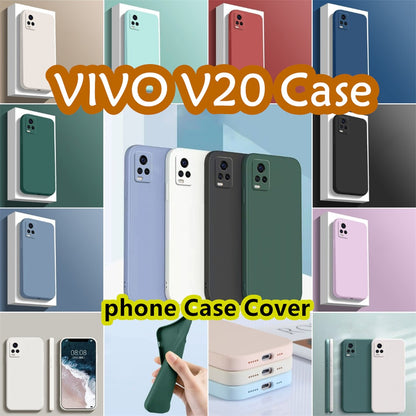 For VIVO V20 Cover Drop and wear resistant Silicone Full Case Classic Simple Solid Cloor Phone Case Cover
