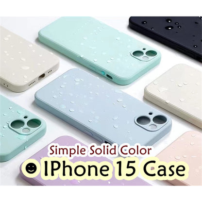 For IPhone 15 Cover Drop and wear resistant Silicone Full Case Classic Simple Solid Color Phone Case Cover