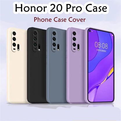 For Honor 20 Pro Cover Drop and wear resistant Silicone Full Case Classic Simple Solid Color Phone Case Cover