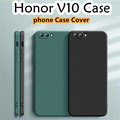 For Honor V10 Cover Drop and wear resistant Silicone Full Case Classic Simple Solid Color Phone Case Cover