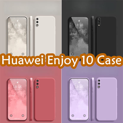 For Huawei Enjoy 10 Cover Drop and wear resistant Silicone Full Case Classic Simple Solid Color Phone Case Cover