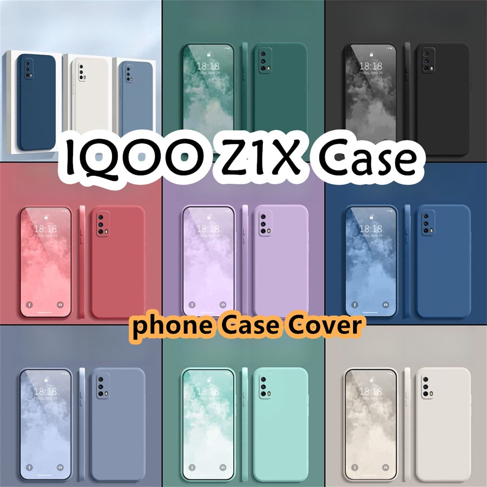 For IQOO Z1X Cover Drop and wear resistant Silicone Full Case Classic Simple Solid Color Phone Case Cover