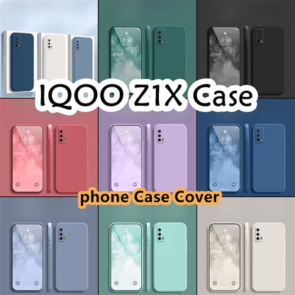 For IQOO Z1X Cover Drop and wear resistant Silicone Full Case Classic Simple Solid Color Phone Case Cover