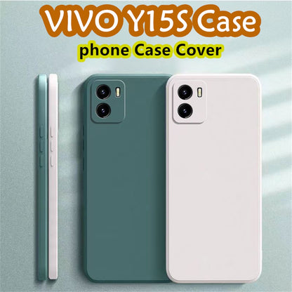 For VIVO Y15S Cover Drop and wear resistant Silicone Full Case Classic Simple Solid Color Phone Case Cover