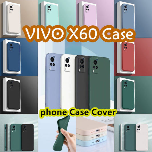 For VIVO X60 Cover Drop and wear resistant Silicone Full Case Classic Simple Solid Color Phone Case Cover