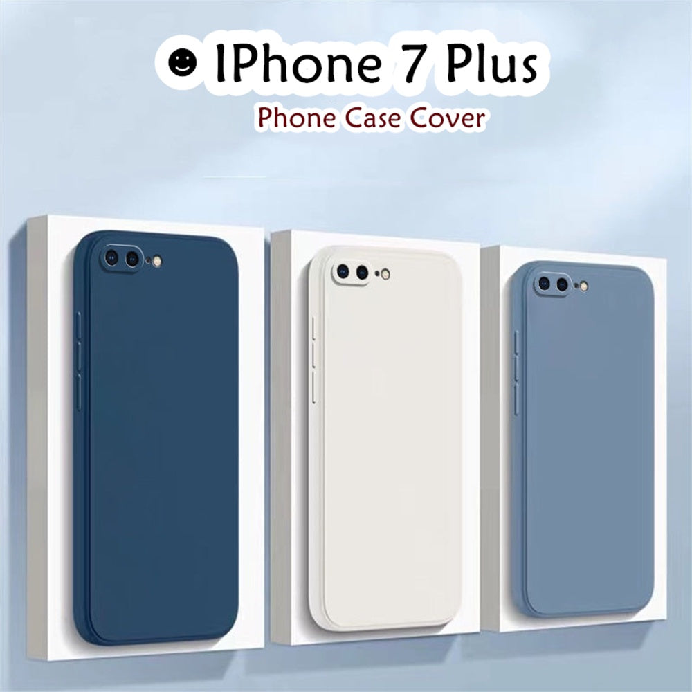 For IPhone 7 Plus Cover Drop and wear resistant Silicone Full Case Classic Simple Solid Color Phone Case Cover