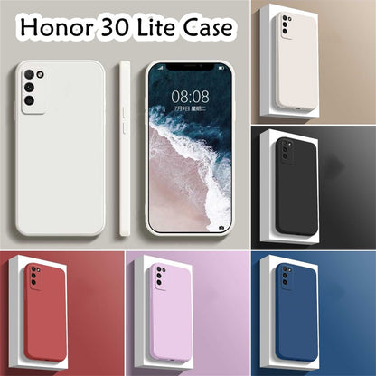 For Honor 30 Lite Cover Drop and wear resistant Silicone Full Case Classic Simple Solid Color Phone Case Cover