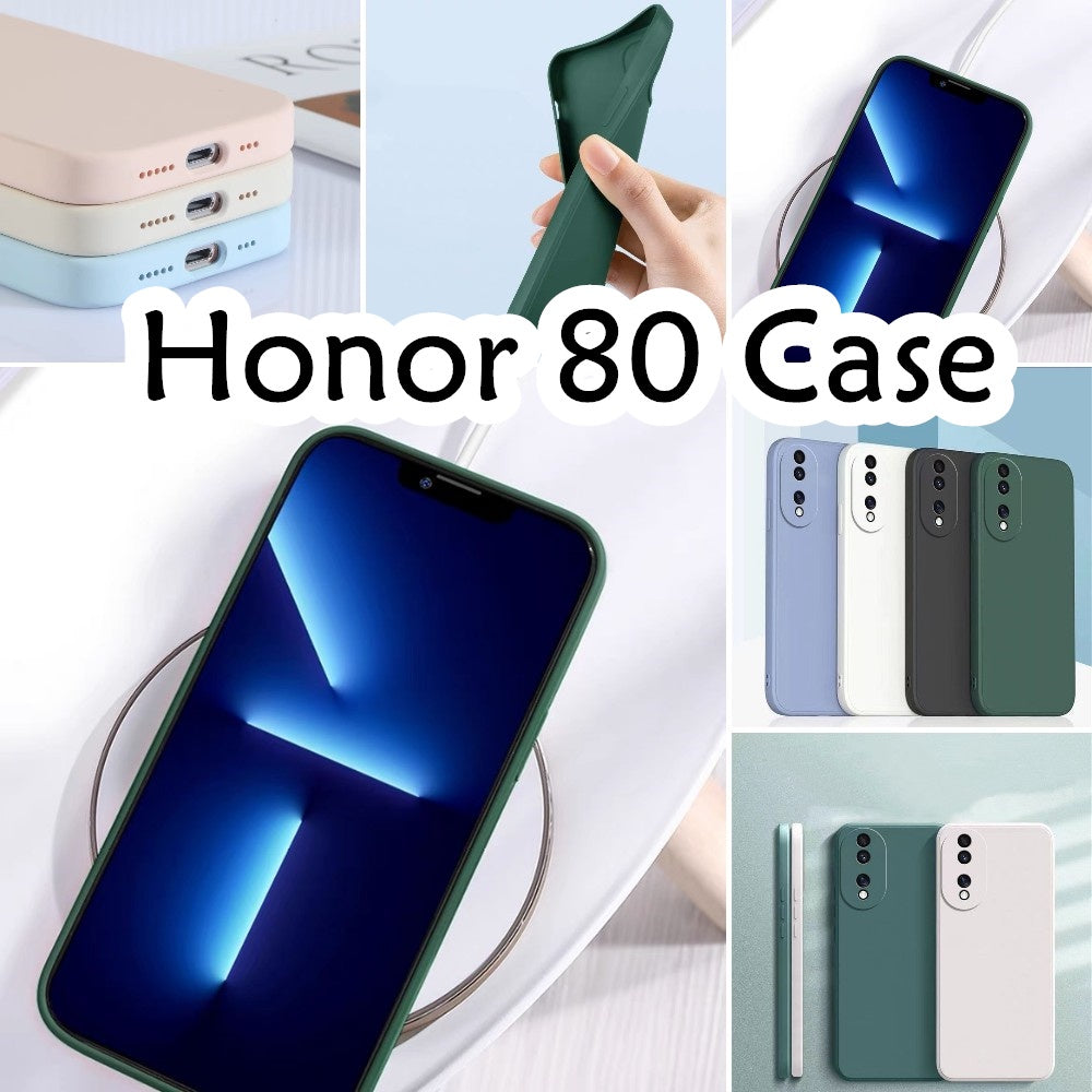 For Honor 80 Cover Drop and wear resistant Silicone Full Case Classic Simple Solid Color Phone Case Cover