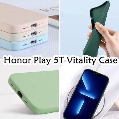 For Honor Play 5T Vitality Cover Drop and wear resistant Silicone Full Case Classic Simple Solid Color Phone Case Cover