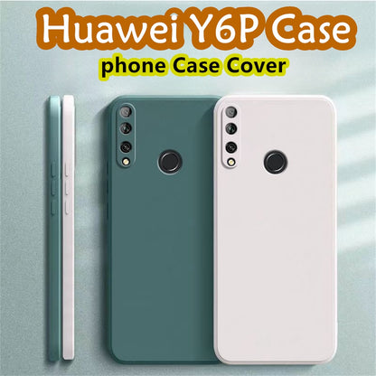 For Huawei Y6P Cover Drop and wear resistant Silicone Full Case Classic Simple Solid Color Phone Case Cover
