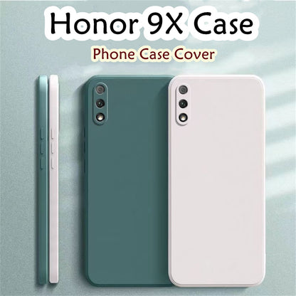 For Honor 9X Cover Drop and wear resistant Silicone Full Case Classic Simple Solid Color Phone Case Cover