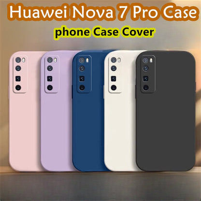 For Huawei Nova 7 Pro Cover Drop and wear resistant Silicone Full Case Classic Simple Solid Color Phone Case Cover